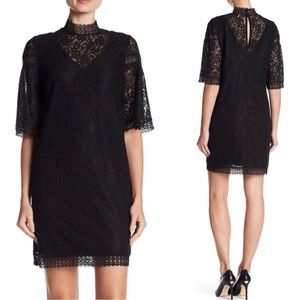 NWT Laundry by Shelli Segal Lace Dress 0/2 Black High Neck